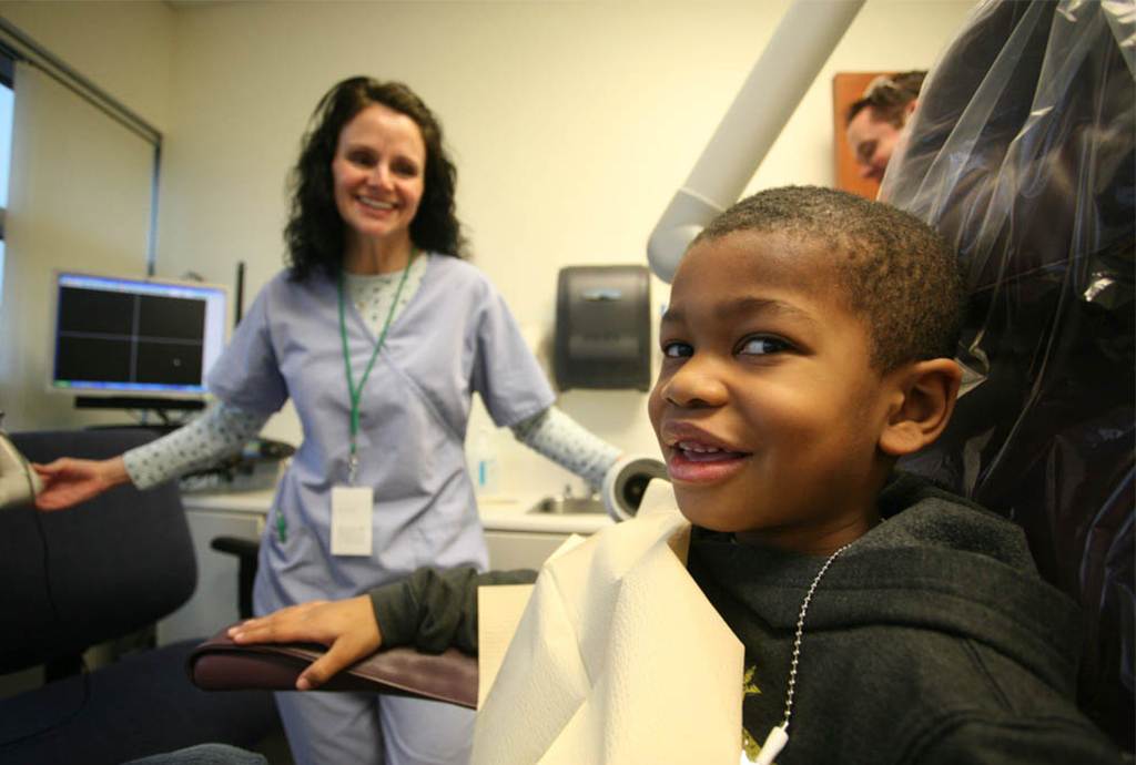 Little boy at the dentist