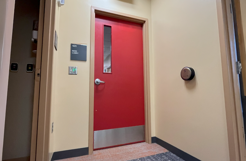 The red door that leads to the clinical space at Red Door