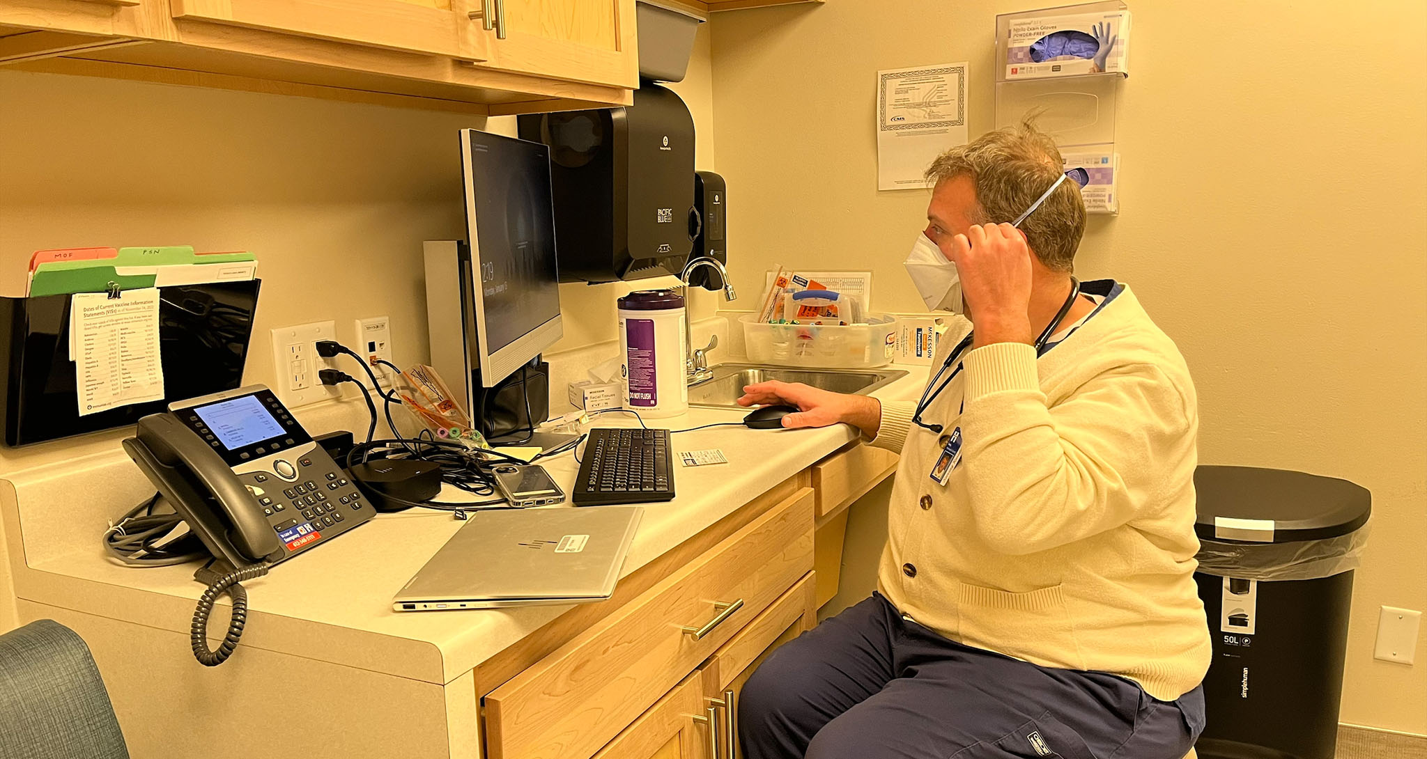 Nurse working on a computer