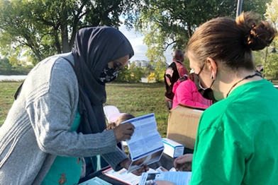 Baby Tracks staff tabling in the community
