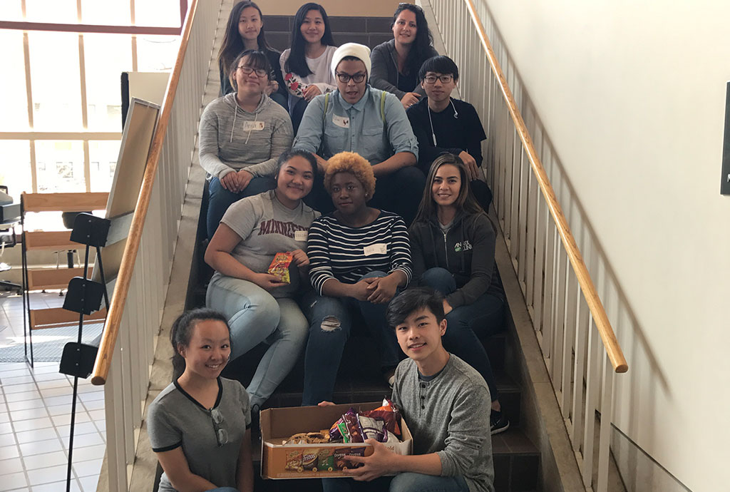 A group of teens who are participating in Brooklyn Center High School's Expect Respect Internship